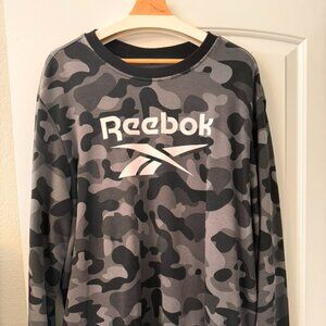 Reebok Gray Camo Crewneck Sweatshirt Logo Pullover – Men’s XXL